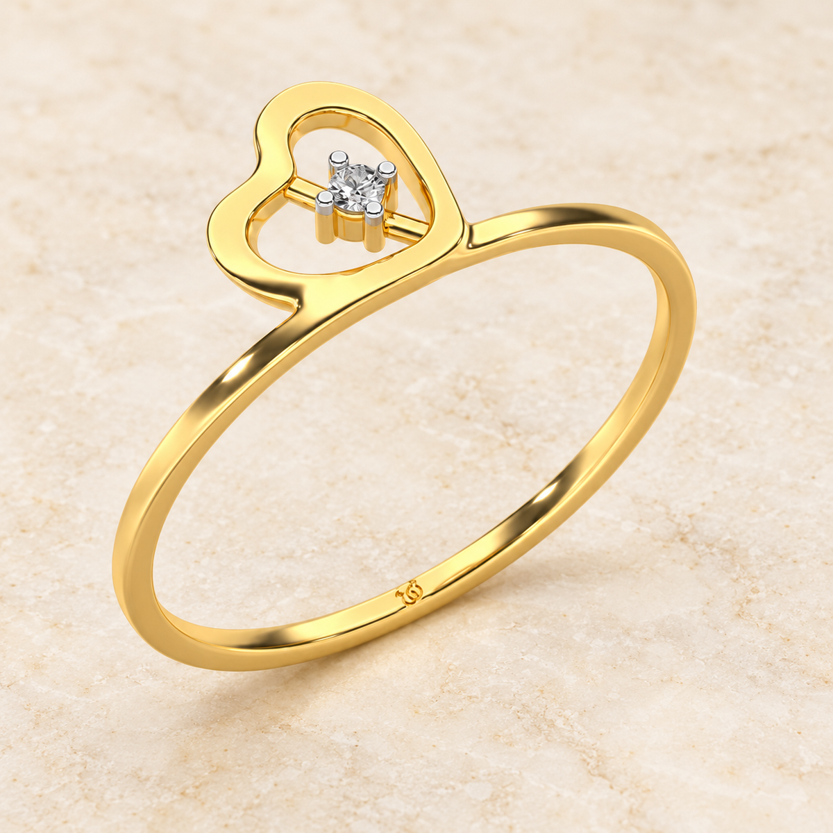 Heart Strand Diamond Ring - Yellow Gold - Aesthetic