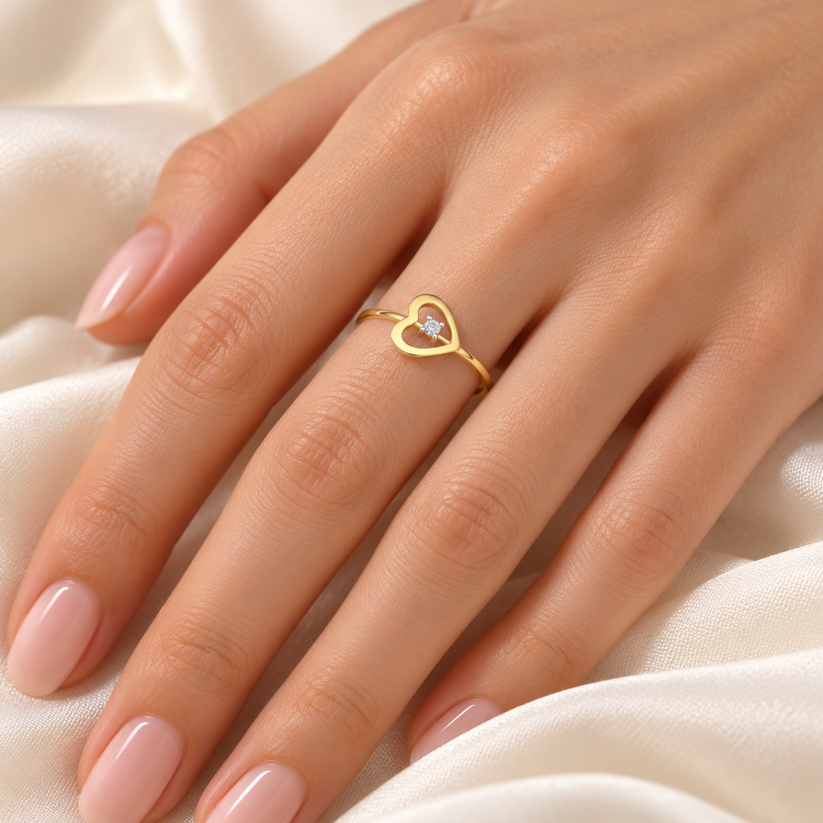 Heart Strand Diamond Ring - Yellow Gold - Model